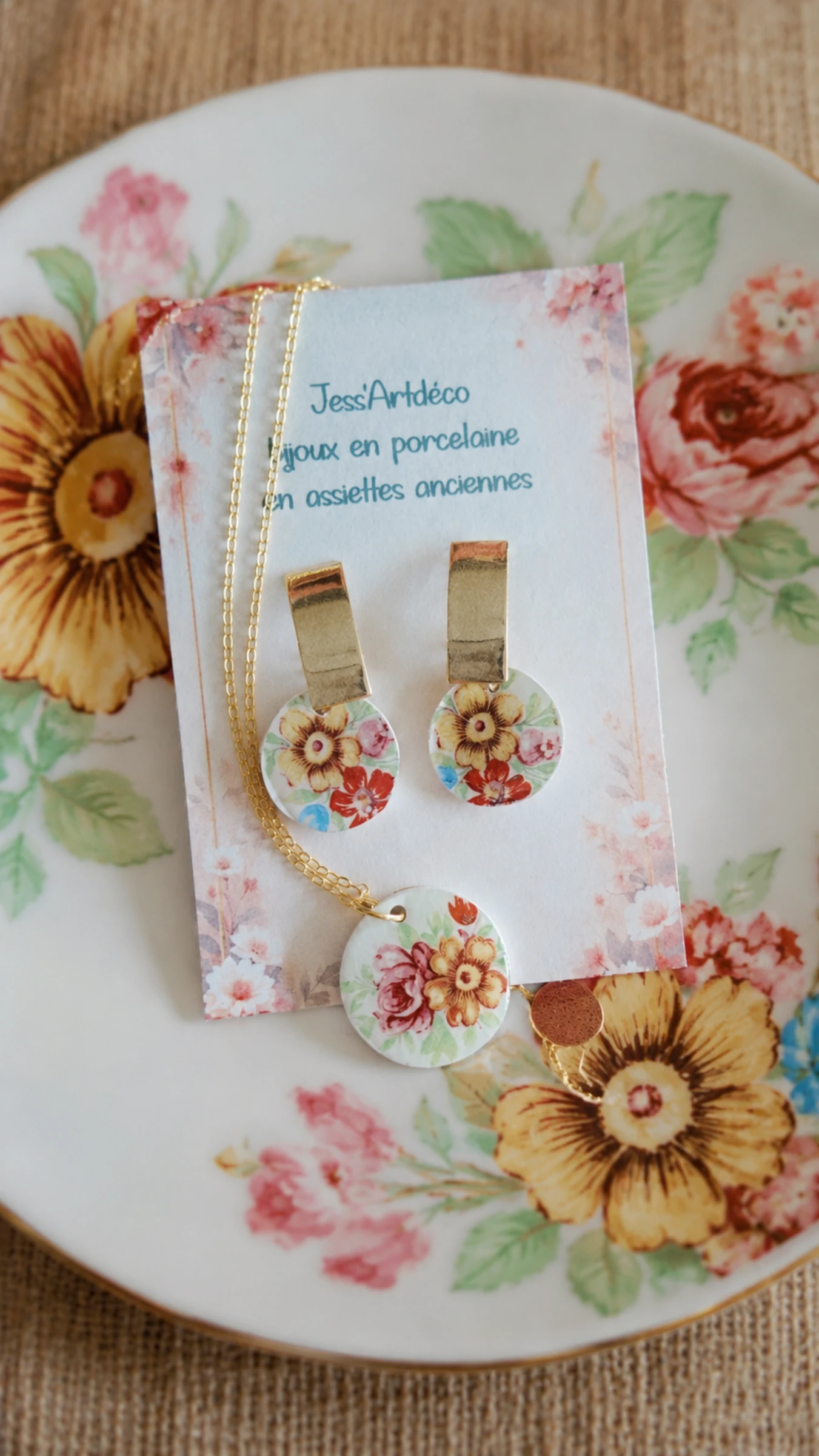 Conjunto de porcelana colar e brincos – photo 4